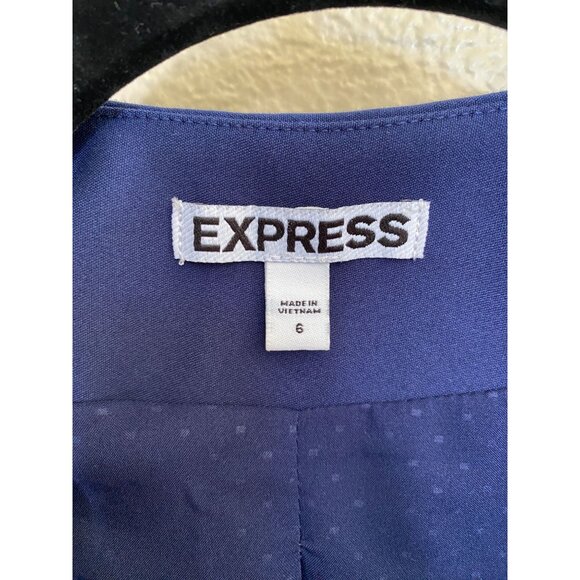 Express Womens‎ Blue Open Front Blazer Jacket 3/4 Sleeve Size 6 Polyester Blend - Picture 4 of 6